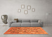 Machine Washable Abstract Orange Modern Area Rugs in a Living Room, wshabs3698org