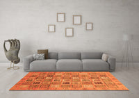 Machine Washable Abstract Orange Modern Rug, wshabs3698org