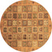 Round Machine Washable Abstract Brown Modern Rug, wshabs3698brn