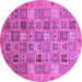 Round Machine Washable Abstract Purple Modern Area Rugs, wshabs3698pur