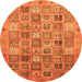 Round Abstract Orange Modern Rug, abs3698org