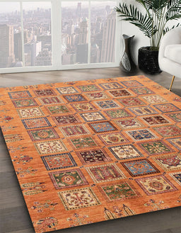 Abstract Orange Modern Rug in Family Room, abs3698