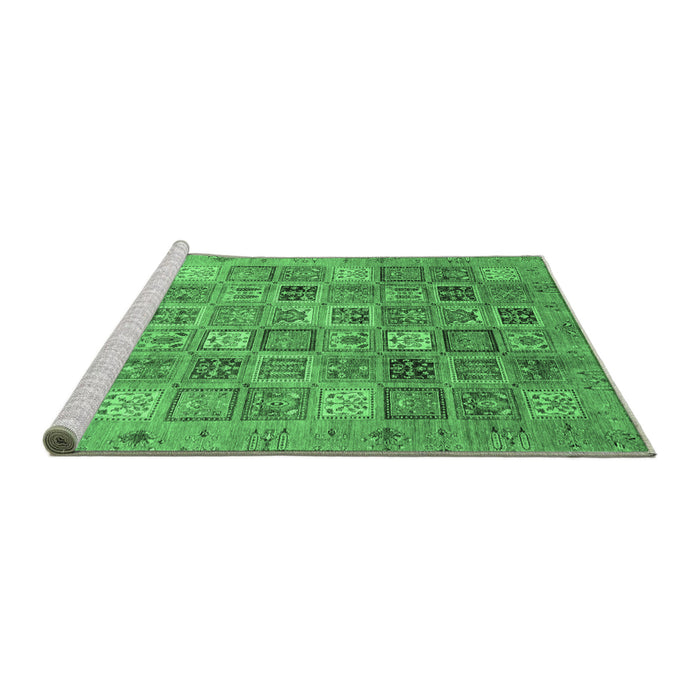 Sideview of Machine Washable Abstract Emerald Green Modern Area Rugs, wshabs3698emgrn