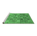 Sideview of Machine Washable Abstract Emerald Green Modern Area Rugs, wshabs3698emgrn