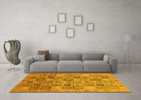 Machine Washable Abstract Yellow Modern Rug, wshabs3698yw