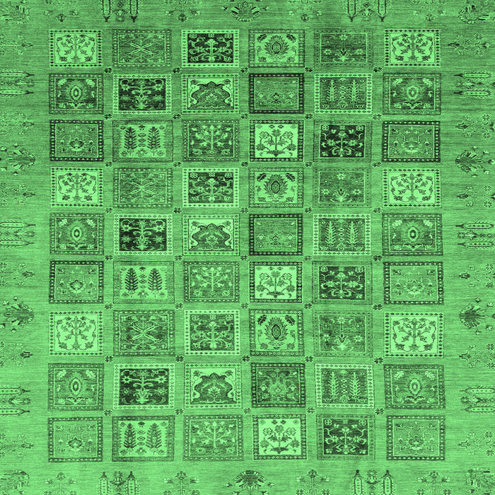 Square Machine Washable Abstract Emerald Green Modern Area Rugs, wshabs3698emgrn