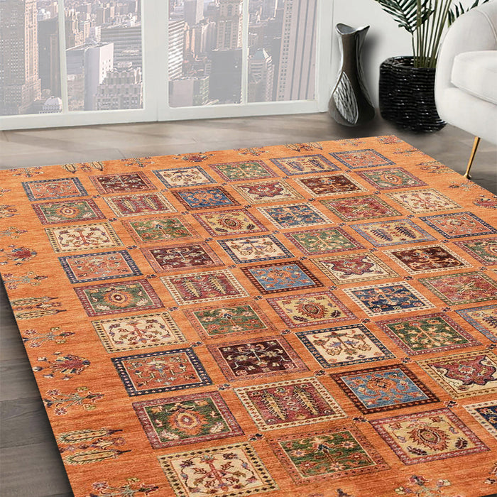 Machine Washable Abstract Orange Rug in a Family Room, wshabs3698