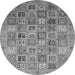 Round Machine Washable Abstract Gray Modern Rug, wshabs3698gry