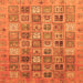 Square Machine Washable Abstract Orange Modern Area Rugs, wshabs3698org