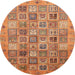 Round Abstract Orange Modern Rug, abs3698