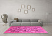 Machine Washable Abstract Pink Modern Rug in a Living Room, wshabs3698pnk