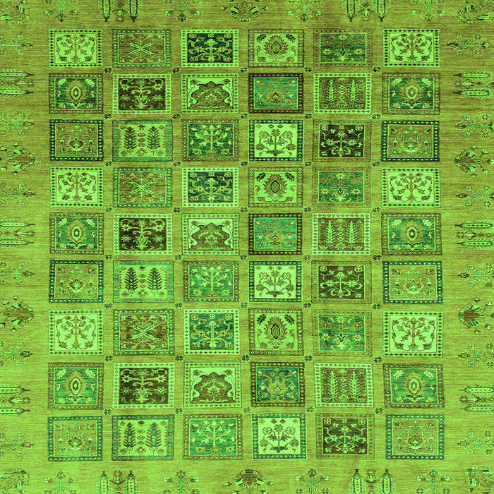 Square Abstract Green Modern Rug, abs3698grn