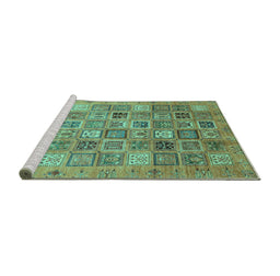 Sideview of Machine Washable Abstract Turquoise Modern Area Rugs, wshabs3698turq
