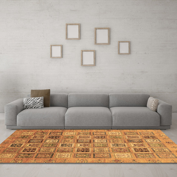 Machine Washable Abstract Brown Modern Rug in a Living Room,, wshabs3698brn