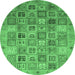 Round Abstract Emerald Green Modern Rug, abs3698emgrn