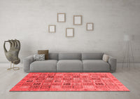 Machine Washable Abstract Red Modern Rug, wshabs3698red