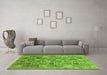 Machine Washable Abstract Green Modern Area Rugs in a Living Room,, wshabs3698grn