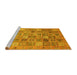 Sideview of Machine Washable Abstract Yellow Modern Rug, wshabs3698yw