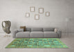 Machine Washable Abstract Turquoise Modern Area Rugs in a Living Room,, wshabs3698turq