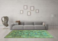 Machine Washable Abstract Turquoise Modern Rug, wshabs3698turq