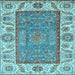 Square Machine Washable Oriental Light Blue Traditional Rug, wshabs3699lblu