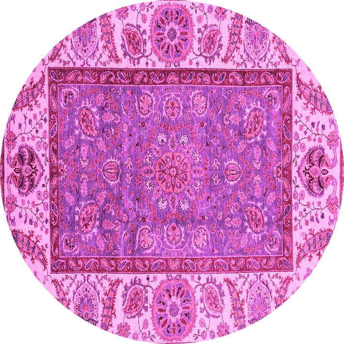 Round Oriental Pink Traditional Rug, abs3699pnk