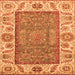 Square Machine Washable Oriental Orange Traditional Area Rugs, wshabs3699org