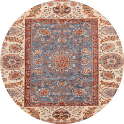 Round Machine Washable Abstract Brown Rug, wshabs3699
