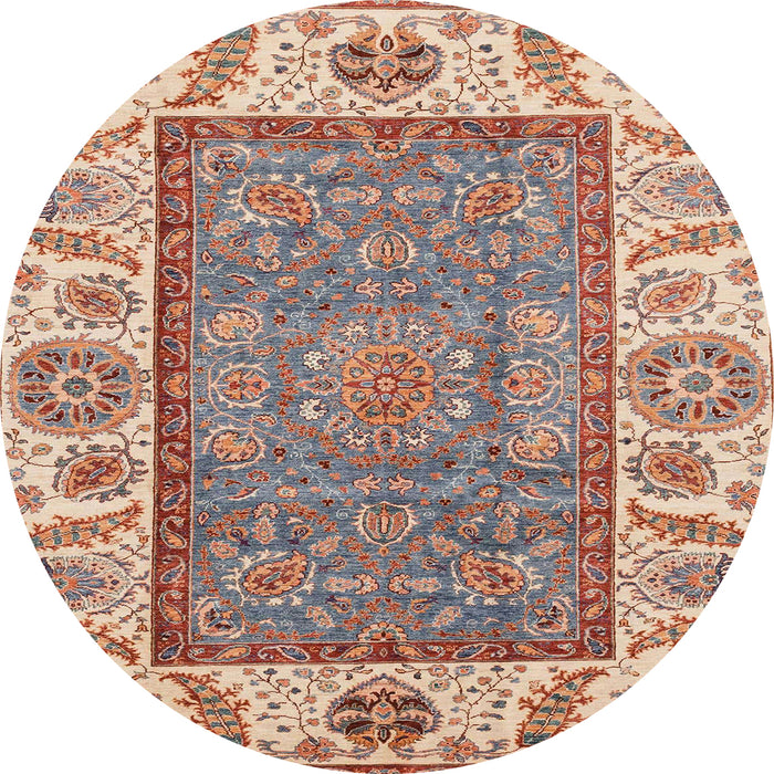 Round Machine Washable Abstract Brown Rug, wshabs3699