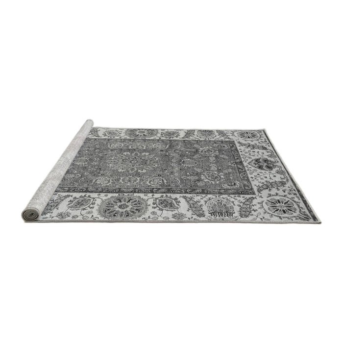 Sideview of Machine Washable Oriental Gray Traditional Rug, wshabs3699gry
