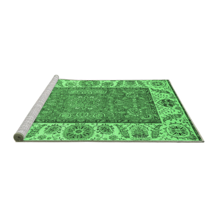 Sideview of Machine Washable Oriental Emerald Green Traditional Area Rugs, wshabs3699emgrn