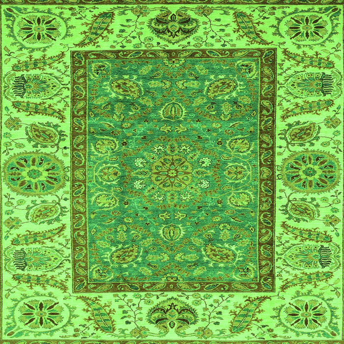 Square Oriental Green Traditional Rug, abs3699grn