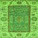 Square Oriental Green Traditional Rug, abs3699grn