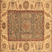 Square Machine Washable Oriental Brown Traditional Rug, wshabs3699brn