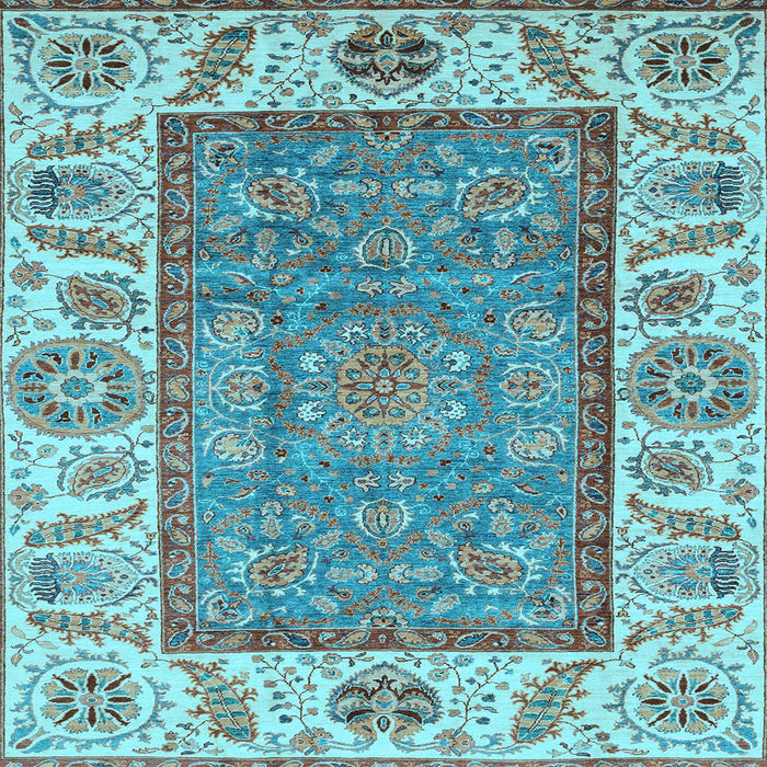 Square Oriental Light Blue Traditional Rug, abs3699lblu