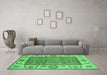 Machine Washable Oriental Emerald Green Traditional Area Rugs in a Living Room,, wshabs3699emgrn