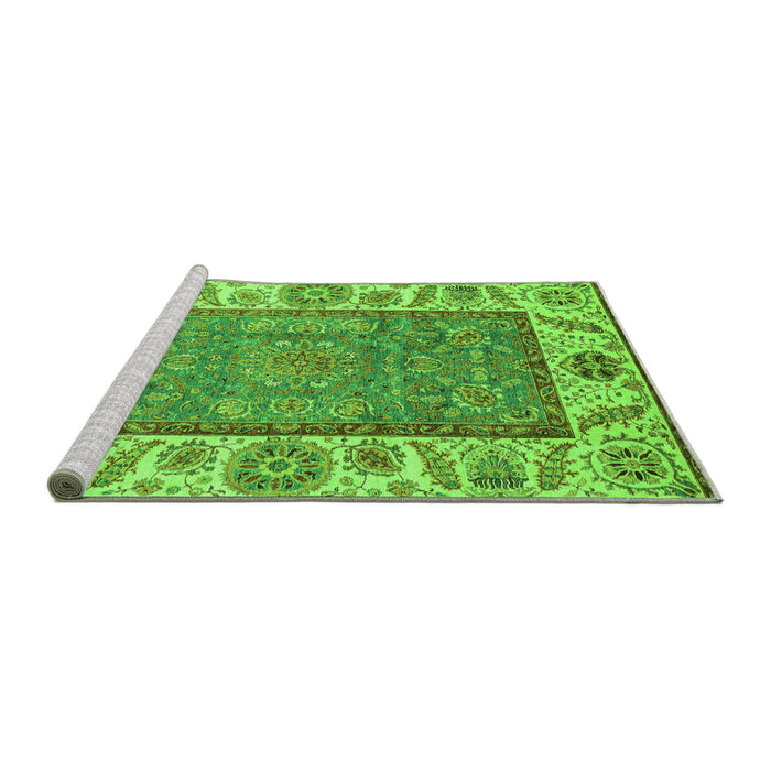 Sideview of Machine Washable Oriental Green Traditional Area Rugs, wshabs3699grn