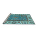 Sideview of Machine Washable Oriental Light Blue Traditional Rug, wshabs3699lblu