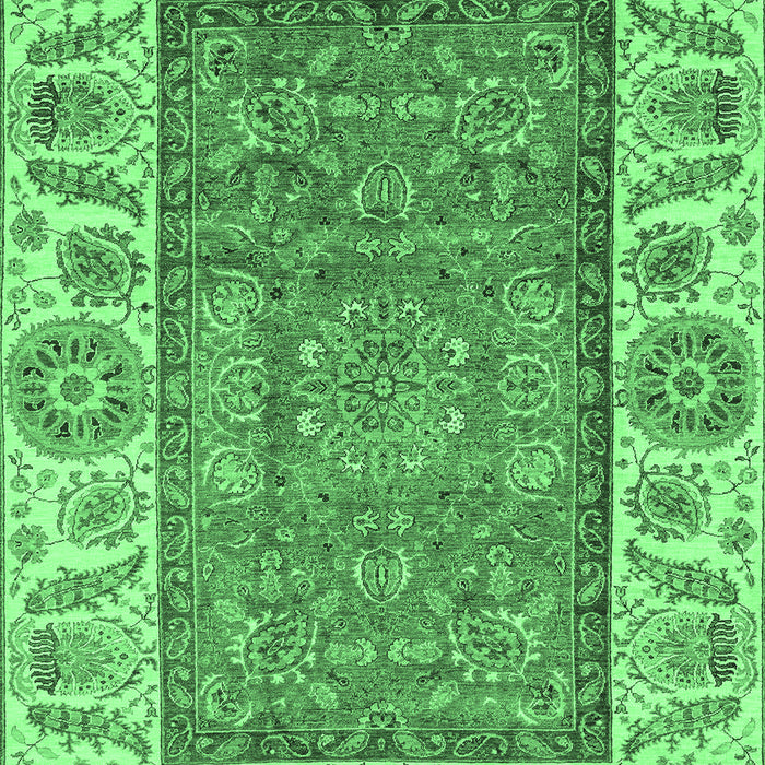 Machine Washable Oriental Emerald Green Traditional Area Rugs, wshabs3699emgrn