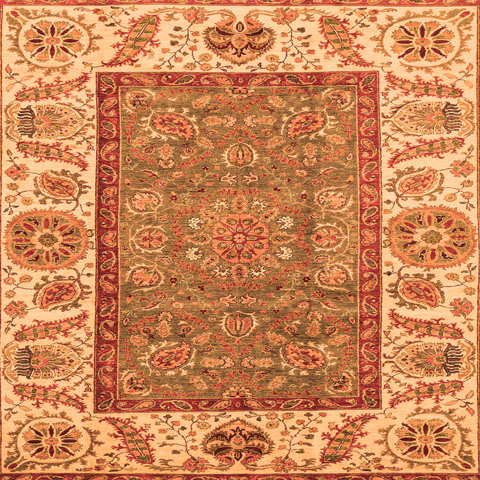 Square Oriental Orange Traditional Rug, abs3699org