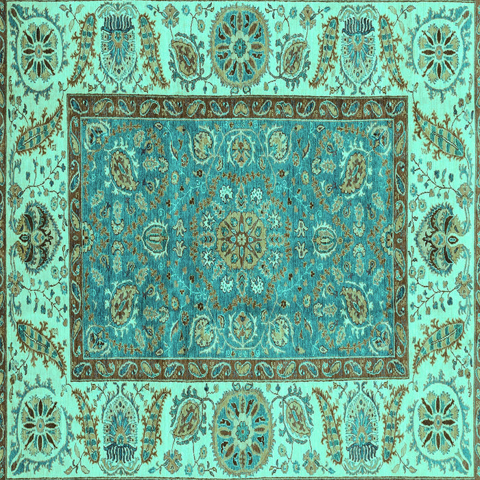 Square Oriental Turquoise Traditional Rug, abs3699turq