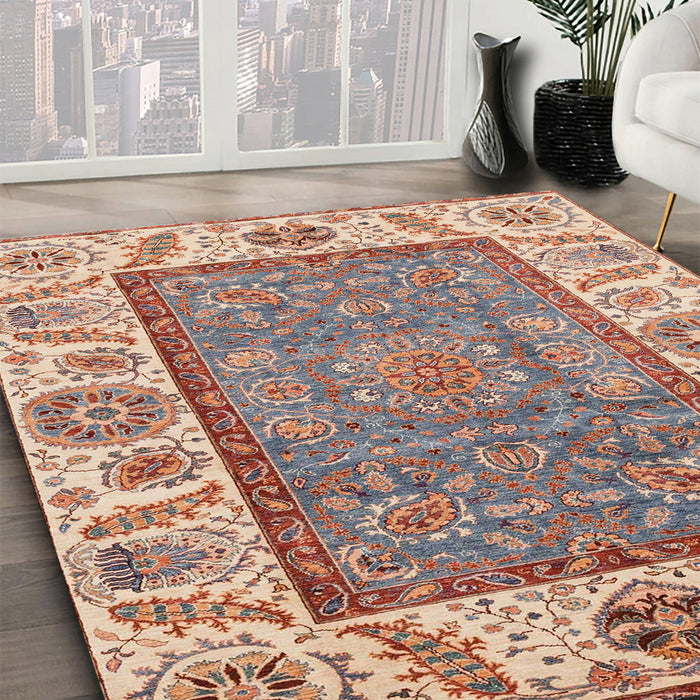 Abstract Brown Oriental Rug in Family Room, abs3699