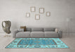 Machine Washable Oriental Light Blue Traditional Rug in a Living Room, wshabs3699lblu