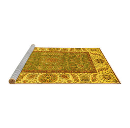 Sideview of Machine Washable Oriental Yellow Traditional Rug, wshabs3699yw