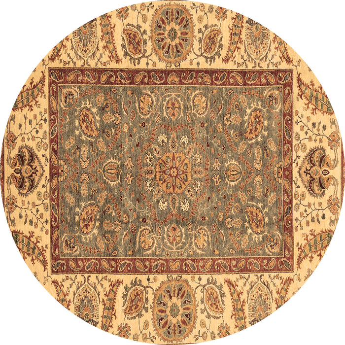 Round Machine Washable Oriental Brown Traditional Rug, wshabs3699brn