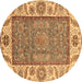 Round Machine Washable Oriental Brown Traditional Rug, wshabs3699brn