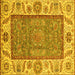 Square Machine Washable Oriental Yellow Traditional Rug, wshabs3699yw