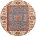 Round Abstract Brown Oriental Rug, abs3699