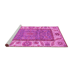 Sideview of Machine Washable Oriental Pink Traditional Rug, wshabs3699pnk