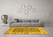 Machine Washable Oriental Yellow Traditional Rug in a Living Room, wshabs3699yw